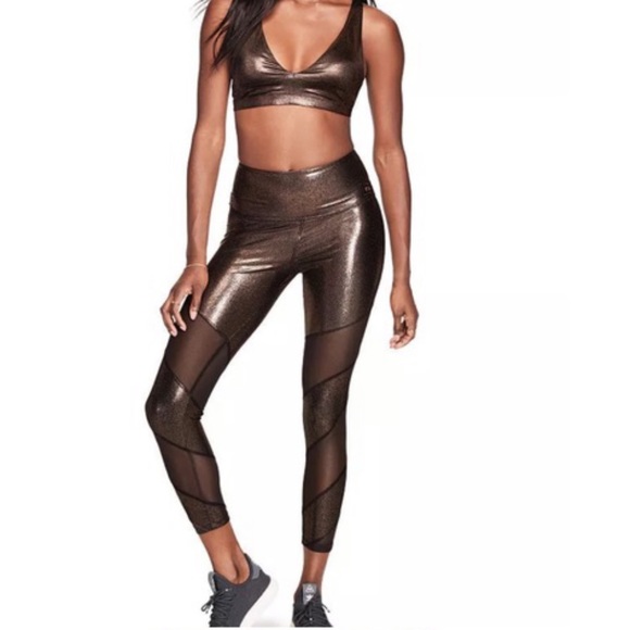 VS PINK ultimate Leggings Copper and Mesh RARE - Picture 2 of 6